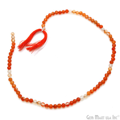 Carnelian Shaded Rondelle Beads, 13 Inch Gemstone Strands, Drilled Strung Nugget Beads, Faceted Round, 4-5mm