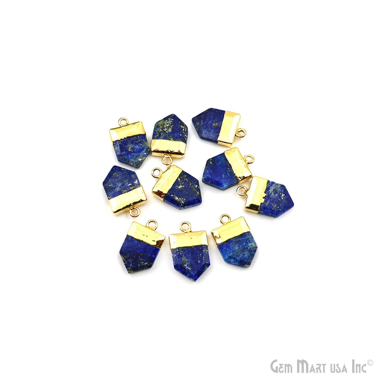 Pentagon 19x12mm Gold Electroplated Single Bail Gemstone Connector