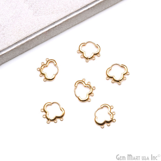 DIY Clover 5 Loop Hoop Clasp Finding Studs Gold Plated Hoop Earring 1 Pair