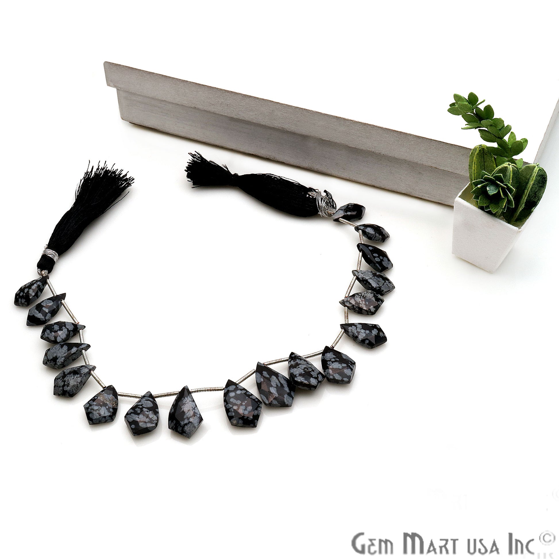 Black Obsidian Free Form 18x11mm Crafting Beads Gemstone Strands 8INCH - GemmartUSA