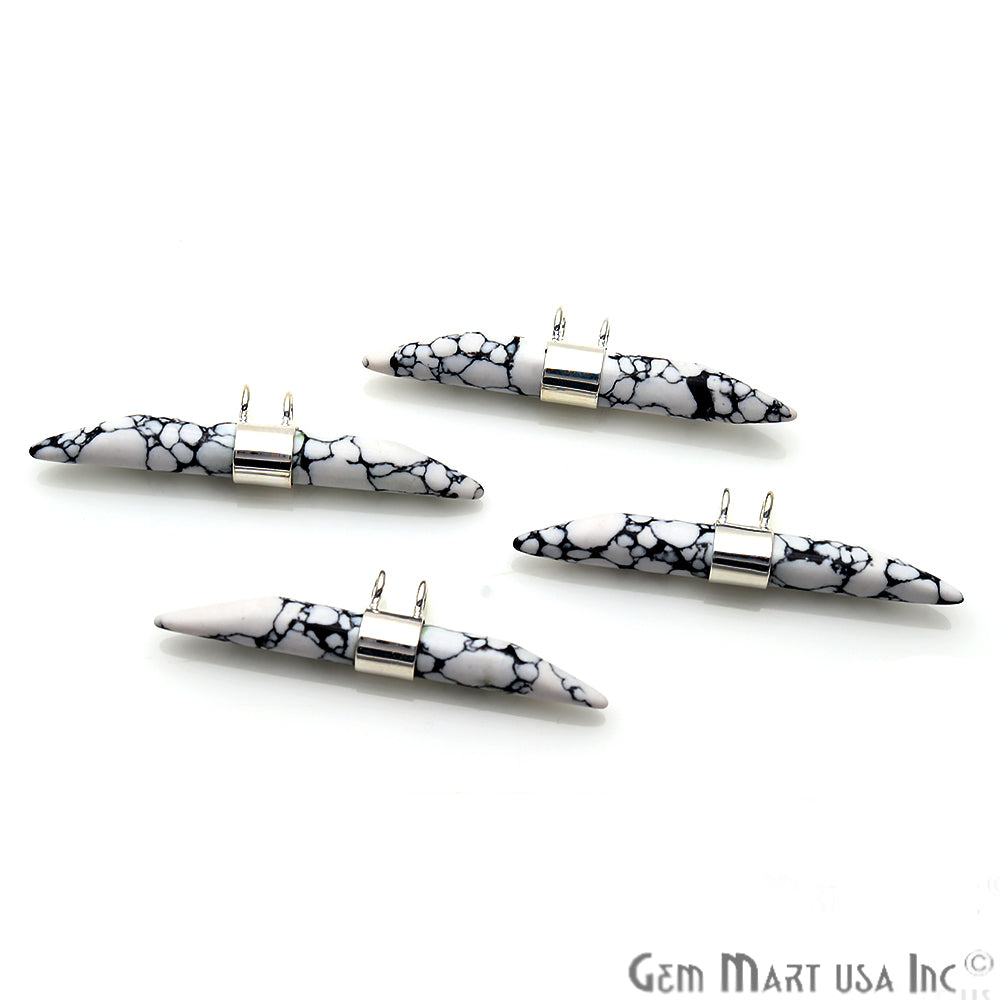 Double Point 41x9mm Gemstone Connector (Pick Your Gemstone & Plating) - GemMartUSA