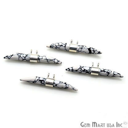 Double Point 41x9mm Gemstone Connector (Pick Your Gemstone & Plating) - GemMartUSA