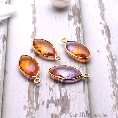 Doublet Aura Quartz 8x16mm Marquise Connector (Pick Color, Plating, Bail) - GemMartUSA