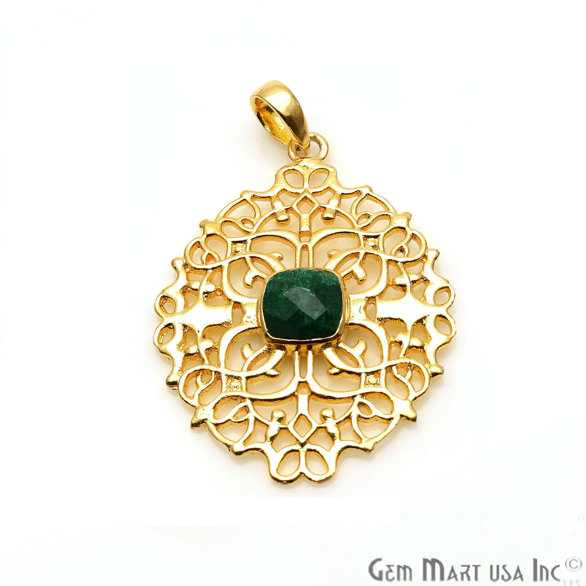 DIY Gold 46x34mm Chandelier Filigree Pendant 1pc (Pick Your Gemstone) - GemMartUSA