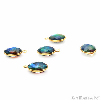 Multi Color Doublet Oval 10x12mm Single Bail Gold Bezel Gemstone Connector