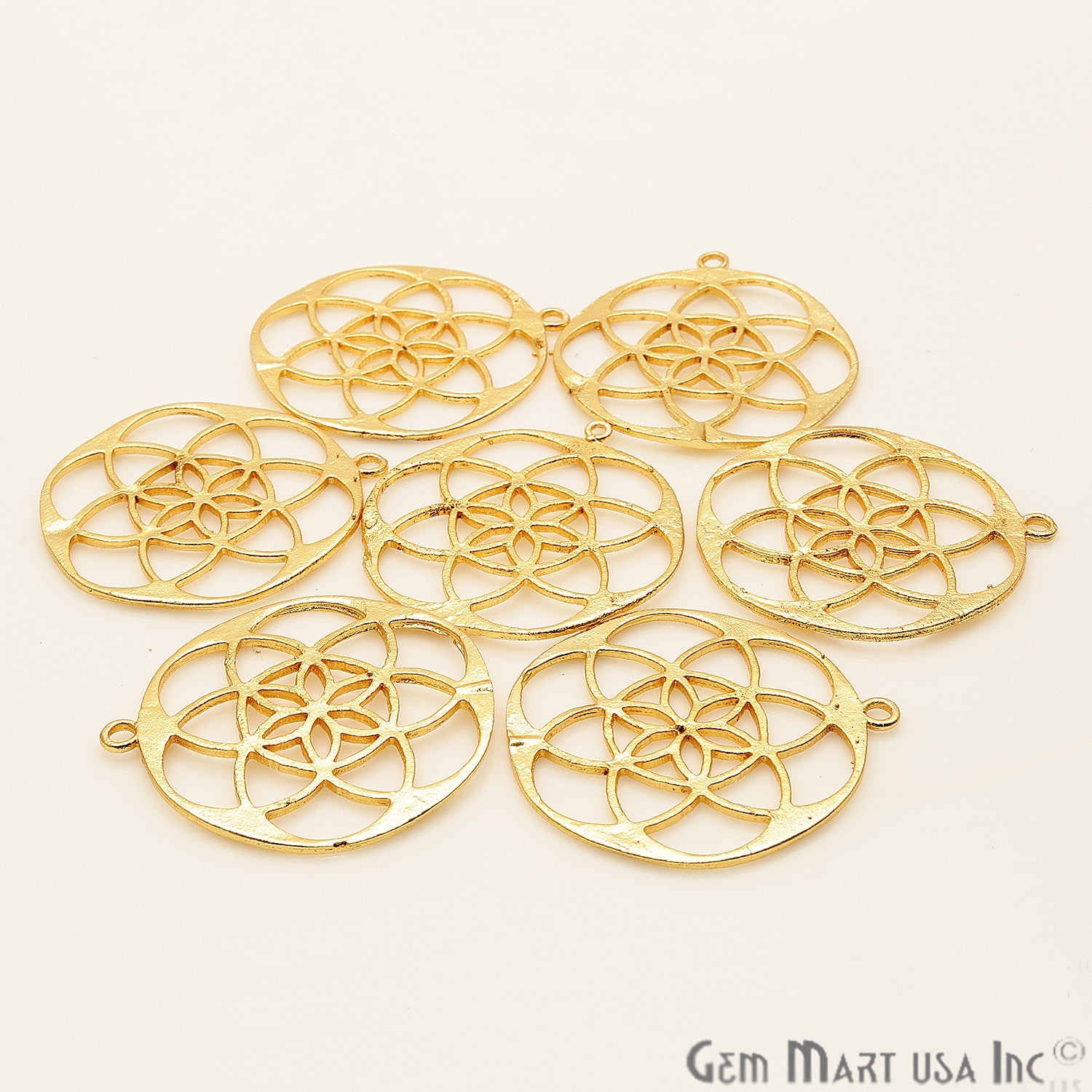 Mandala Shape Finding 40x36mm Gold Plated Chandelier Jewelry Charm - GemMartUSA