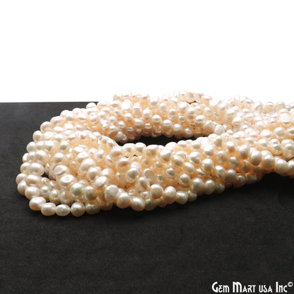 Pearl Rough Beads, 16 Inch Gemstone Strands, Drilled Strung Briolette Beads, Free Form, 6x4mm