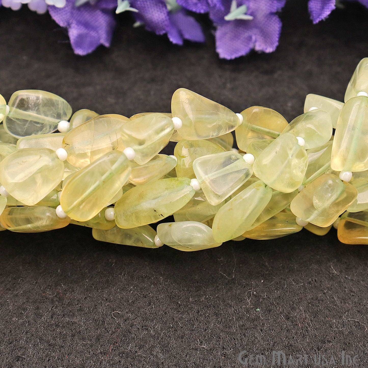 Prehnite Free Form 13x9mm Tumble Beads Gemstone Strands - GemMartUSA