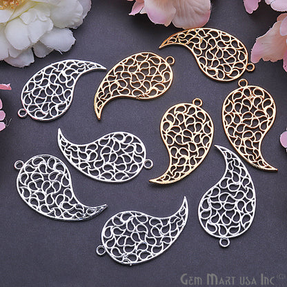 Paisley Charm 44x23mm Chandelier Finding Connector (Pick Your Metal) - GemmartUSA