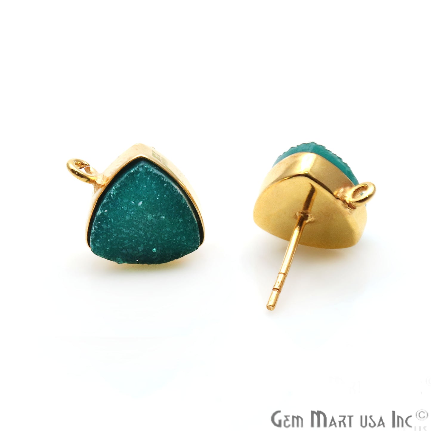 DIY Color Druzy Trillion 10mm Single Bail Connector Stud Earring (Pick Color) - GemMartUSA