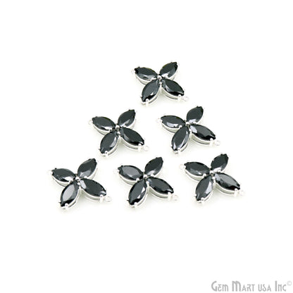 Gemstone 27x25mm Flower Shape Silver Prong Setting Gemstone Connector