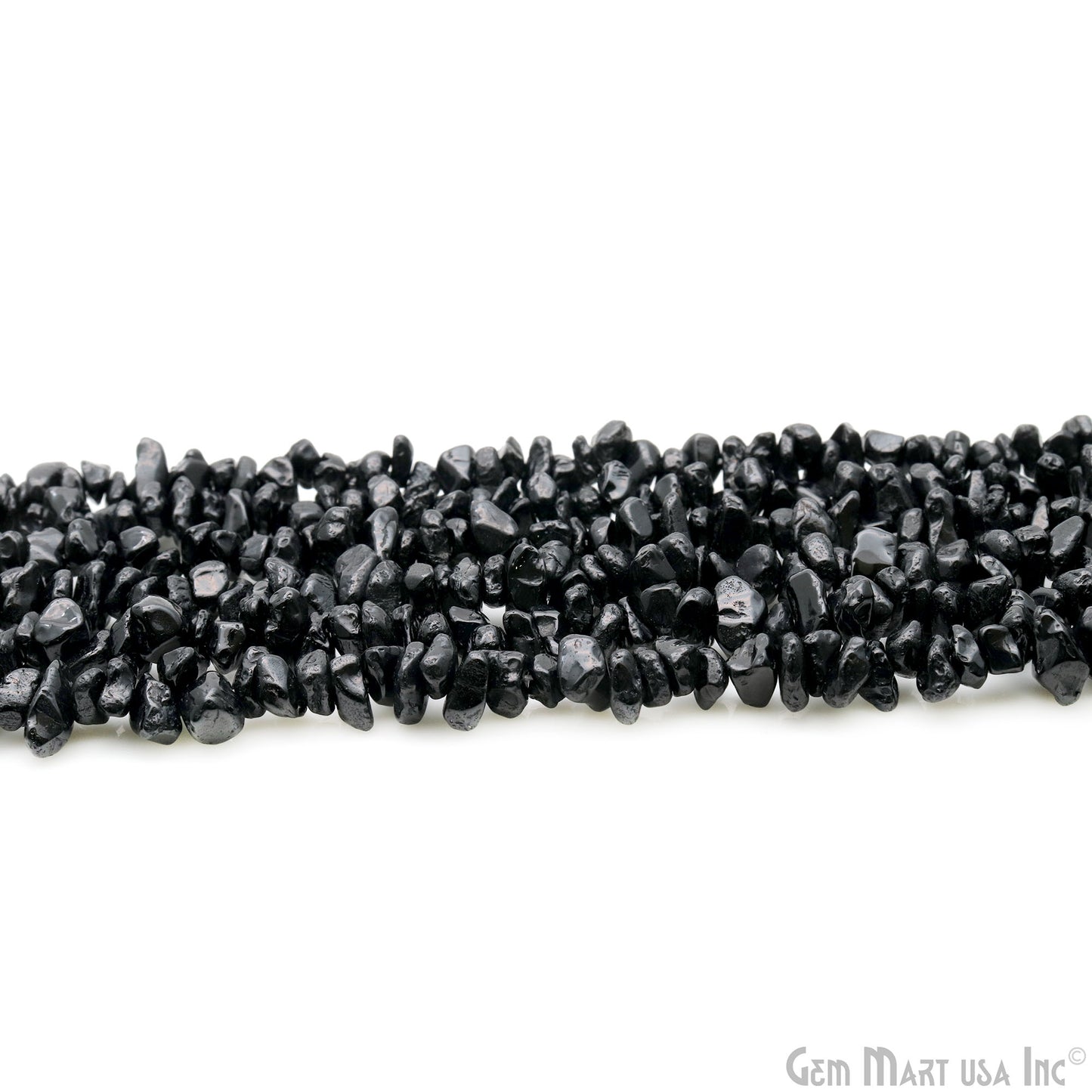 Black Spinel Chip Beads, 34 Inch, Natural Chip Strands, Drilled Strung Nugget Beads, 7-10mm, Polished, GemmartUSA (CHSB-70004)