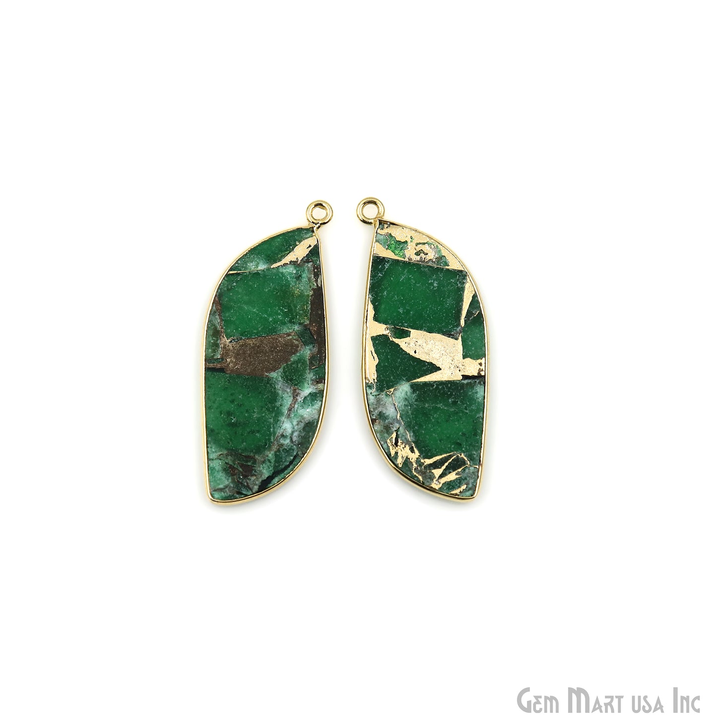 Green Mohave 36x14mm Gold Plated Single Bail Earring Connector 1 Pair