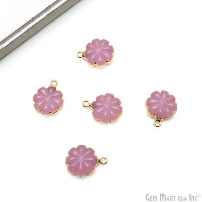 Flower Shape Gemstone Charm 18x15mm Gold Electroplated Pendant Flower Bracelet Charm Connector