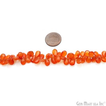 Carnelian Pears Beads, 10 Inch Gemstone Strands, Drilled Strung Briolette Beads, Pears Shape, 7x9mm