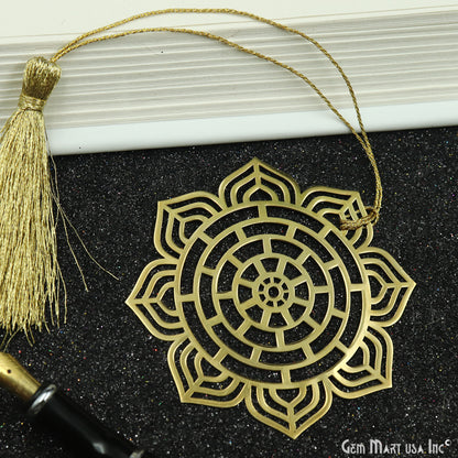 Mandala Lotus Circular Brass Metal Bookmark with tassel Gold Plated Finish Reader’s Gift Mother’s Day Gift Him Her Anniversary & Souvenir