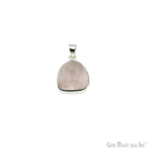 Rose Quartz Gemstone Triangle 24x19mm Sterling Silver Necklace Pendant 1PC