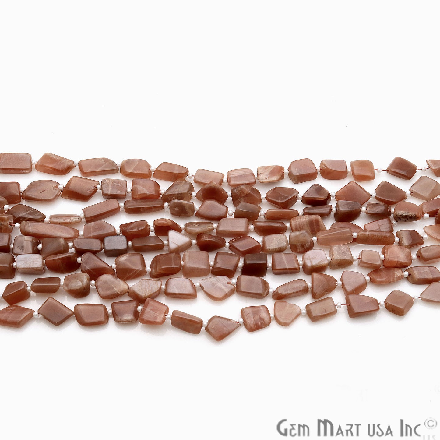 Moonstone Free Form 9x7mm Tumble Beads Gemstone Strands - GemMartUSA