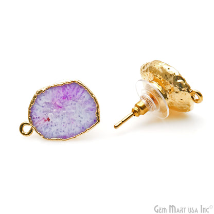 DIY Geode Druzy 21x13mm Gold Electroplated Loop Connector Studs Earrings