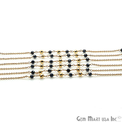 Pyrite & Golden Pyrite Gold Plated Wire Wrapped Beaded Rosary Chain - GemMartUSA