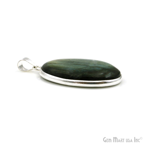 Labradorite Gemstone Oval 43x27mm Sterling Silver Necklace Pendant 1PC