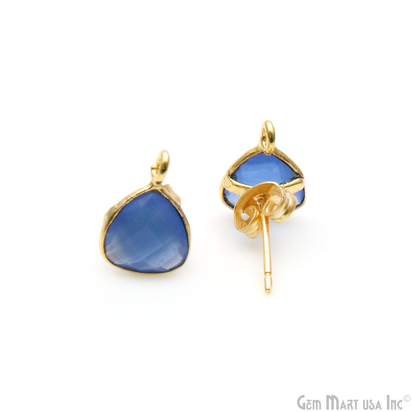 DIY Trillion 8mm Gold Bail Gemstone stud Earring