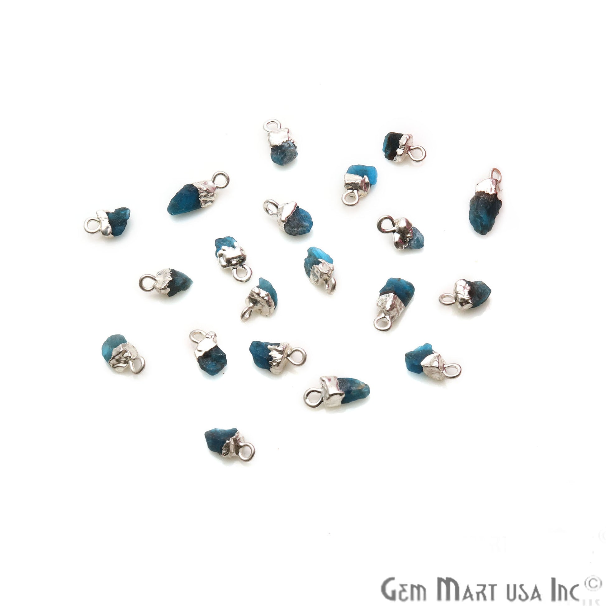 Neon Apatite Organic 13X7mm Single Bail Silver Electroplated Gemstone Connector - GemMartUSA