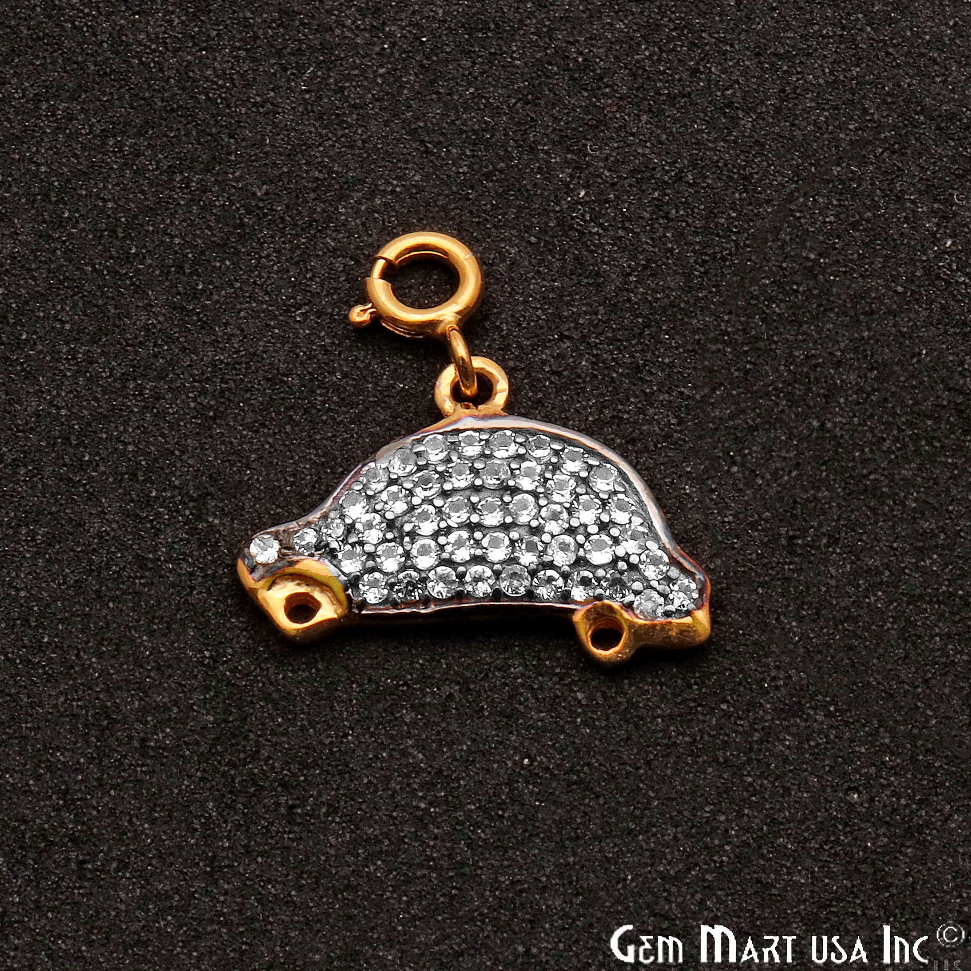 Cubic Zircon Car 20x11mm Charms Finding Gold Plated Charm Connector - GemMartUSA