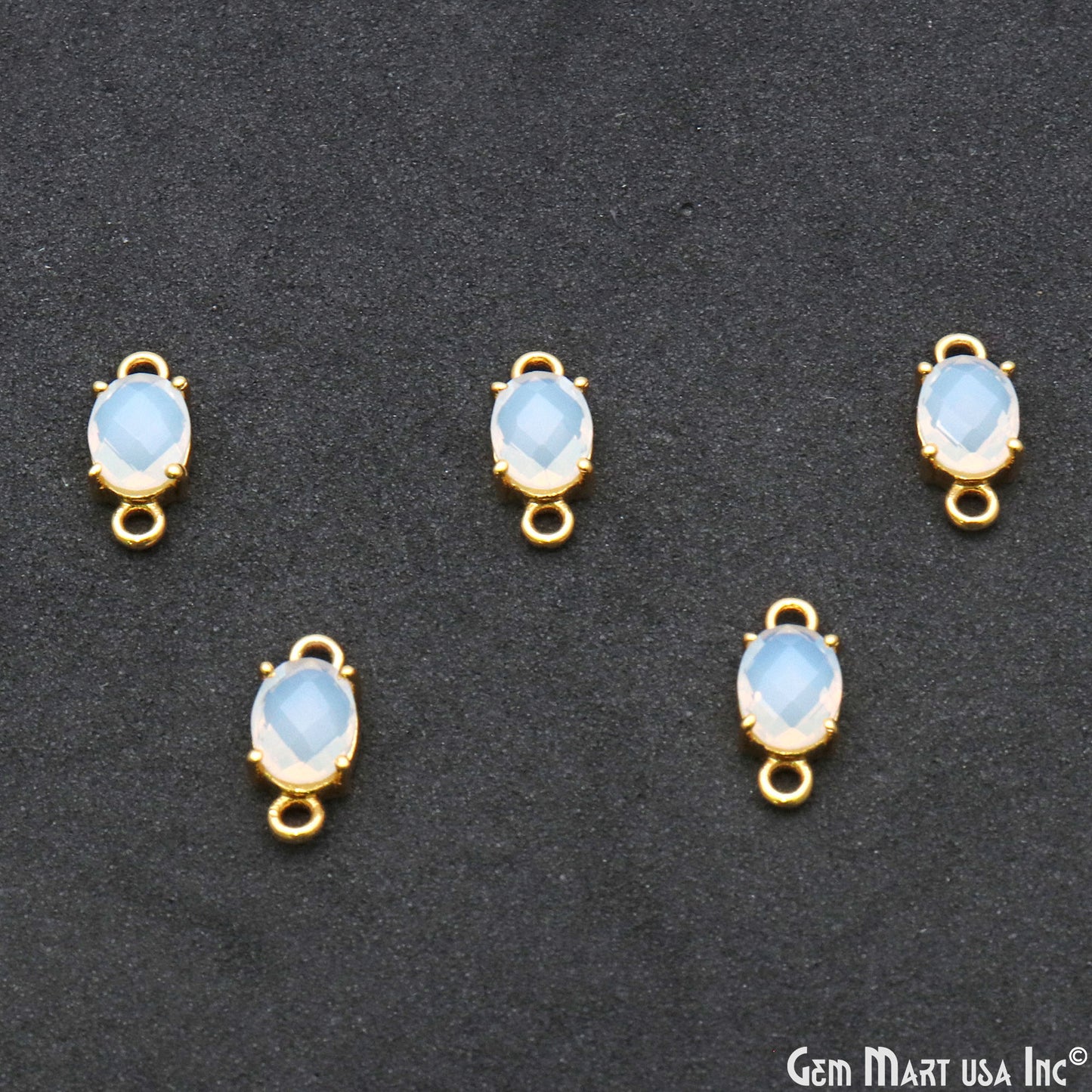 Gemstone Oval 6x8mm Gold Plated Prong Setting Double Bail Connector