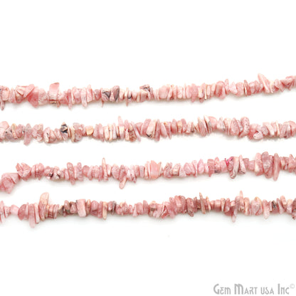 Rhodochrosite Chip Beads, 34 Inch, Natural Chip Strands, Drilled Strung Nugget Beads, 3-7mm, Polished, GemMartUSA (CHRS-70001)