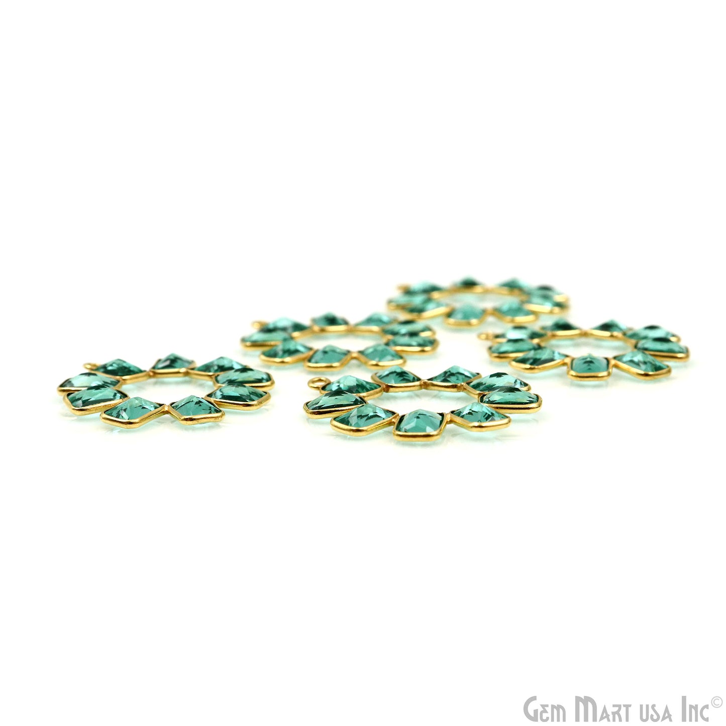 DIY Round Gemstone 32x28mm Gold Plated Chandelier Finding Component