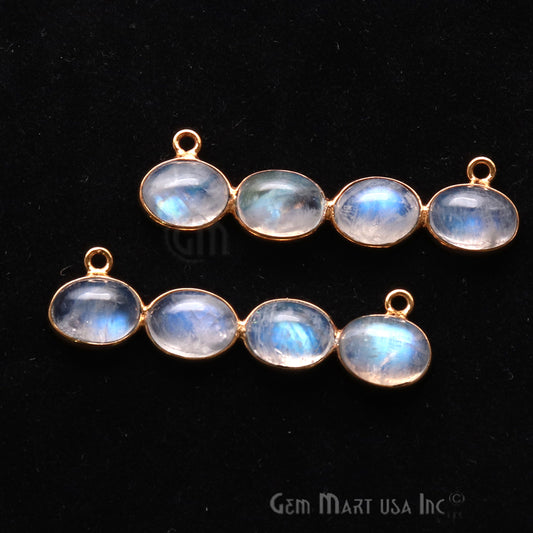DIY Rainbow Moonstone 40x11mm Gold Plated Chandelier Finding Component - GemmartUSA
