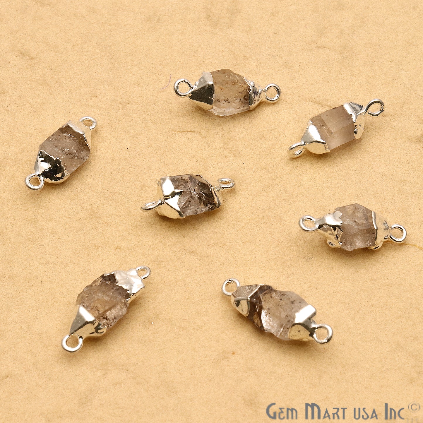 Rough Rutilated Organic 17x12mm Silver Electroplated Pendant Connector - GemmartUSA