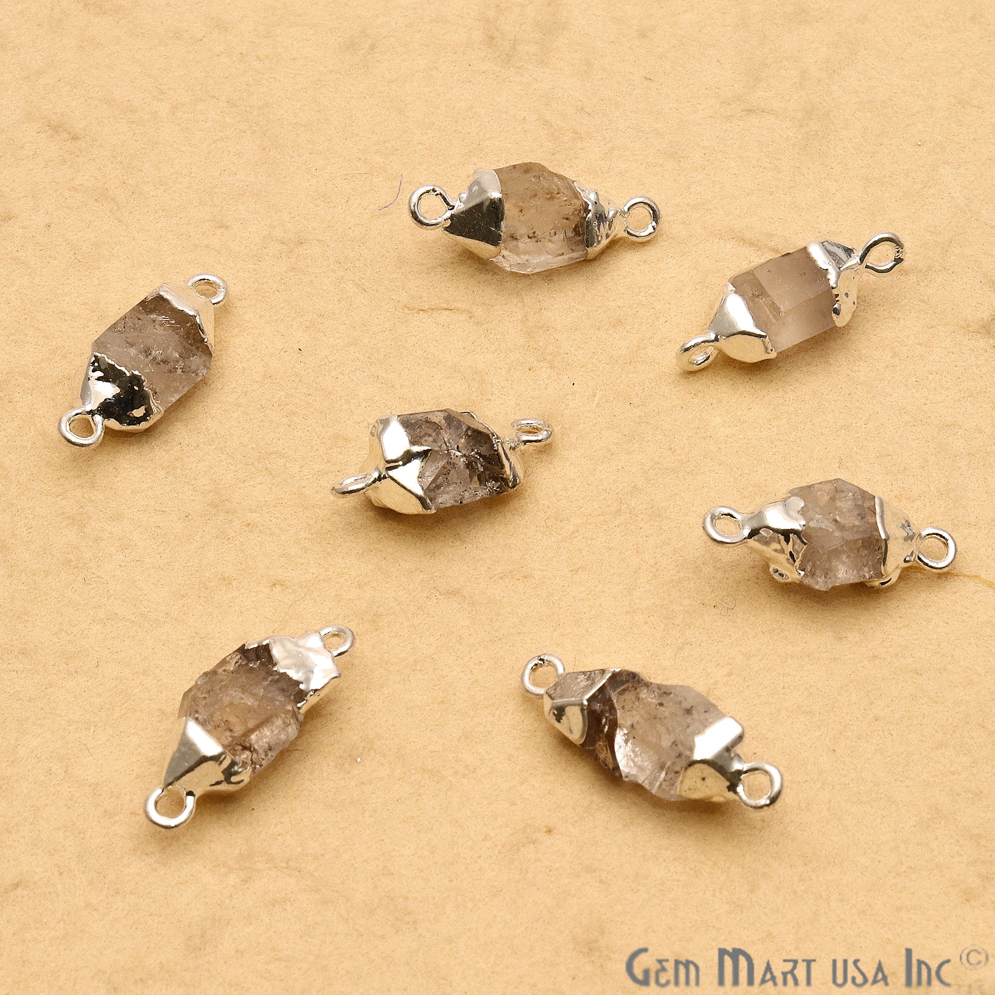 Rough Rutilated Organic 17x12mm Silver Electroplated Pendant Connector - GemmartUSA