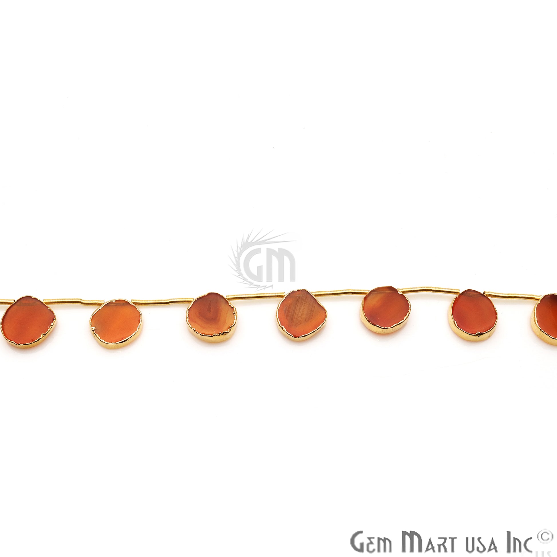 Carnelian Free Form Gold Electroplated 18x15mm Crafting Beads Gemstone 9 Inch Strands - GemMartUSA