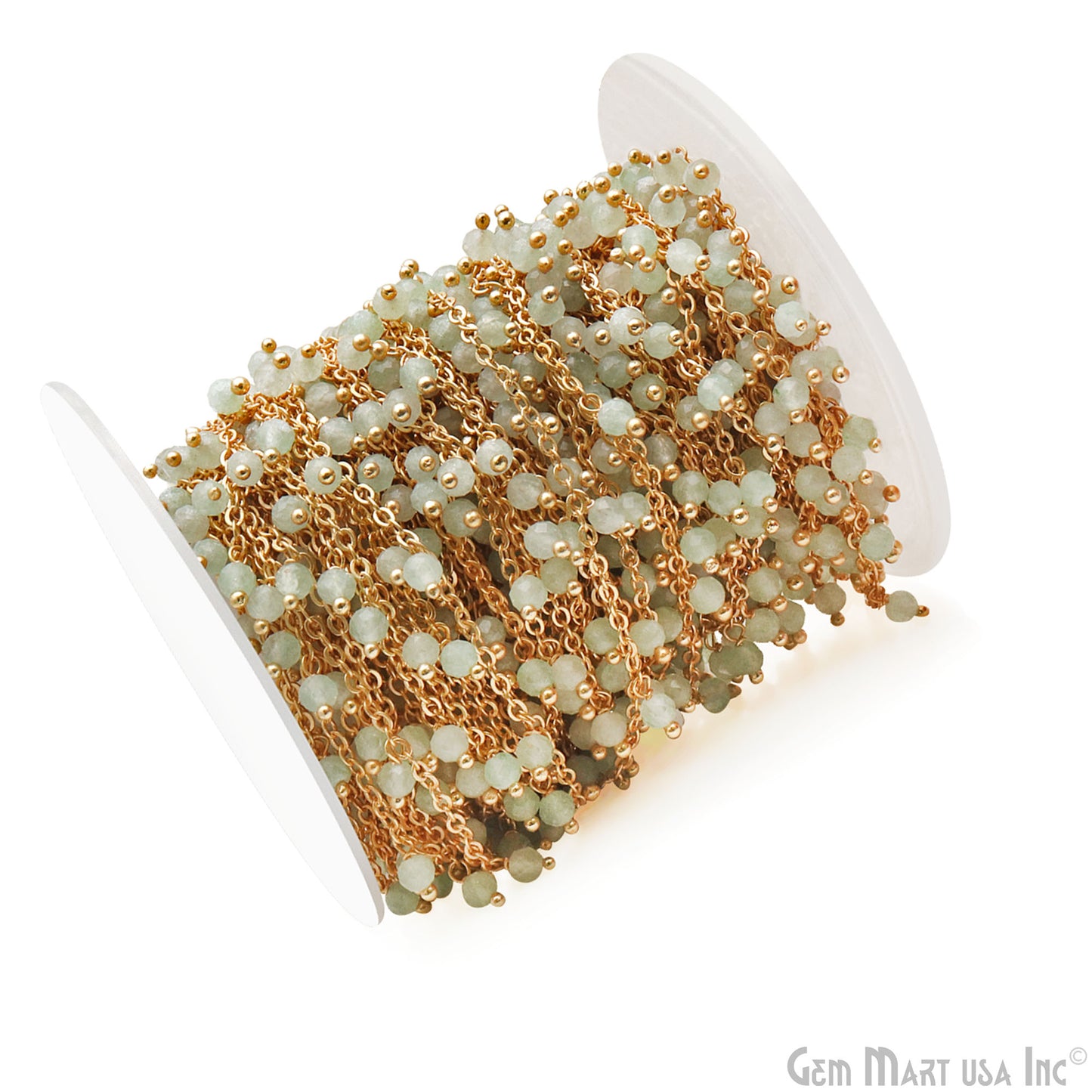 Prehnite Faceted Beads 3-4mm Gold Plated Cluster Dangle Chain
