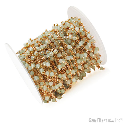 Prehnite Faceted Beads 3-4mm Gold Plated Cluster Dangle Chain