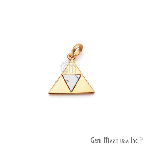 Howlite Triangle Pendant Two Tone 19mm Gold Pendant - GemMartUSA