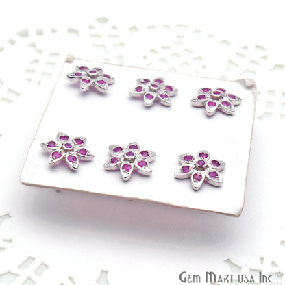 Ruby 9mm Sterling Silver Flower Shape Stud Earring - GemMartUSA