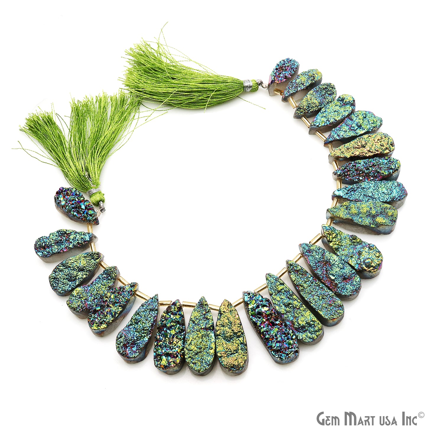 Green Druzy Pears Beads, 8 Inch Gemstone Strands, Drilled Strung Briolette Beads, Pears Shape, 23X10mm