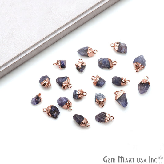 Rough Tanzanite Organic 16x11mm Rose Gold Electroplated Pendant Connector - GemMartUSA