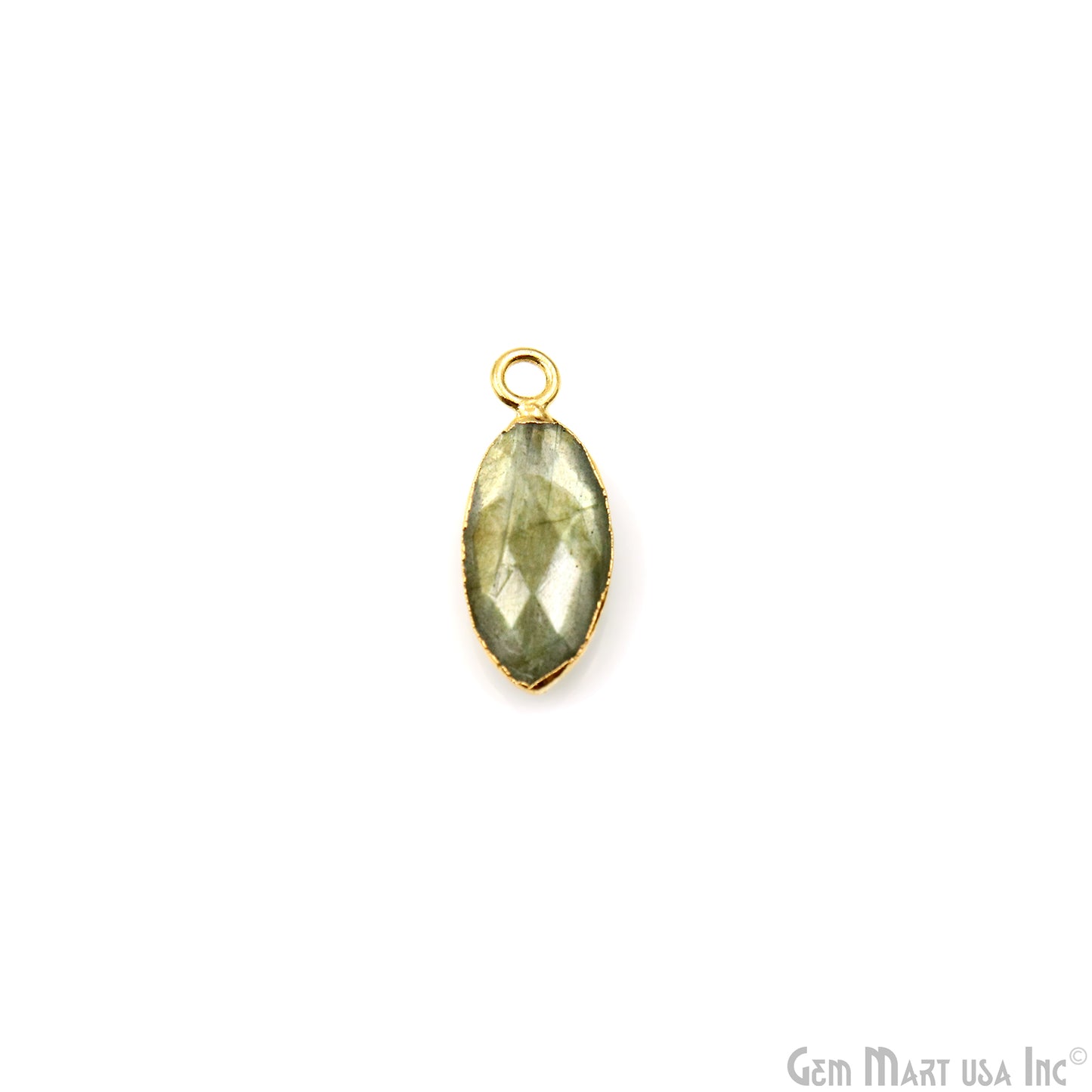 Labradorite 8x16mm Marquise Shape Gold Electroplated Gemstone Connector