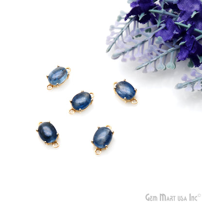Kyanite Gemstone Oval 7x9mm Prong Setting Gold Plated Connector