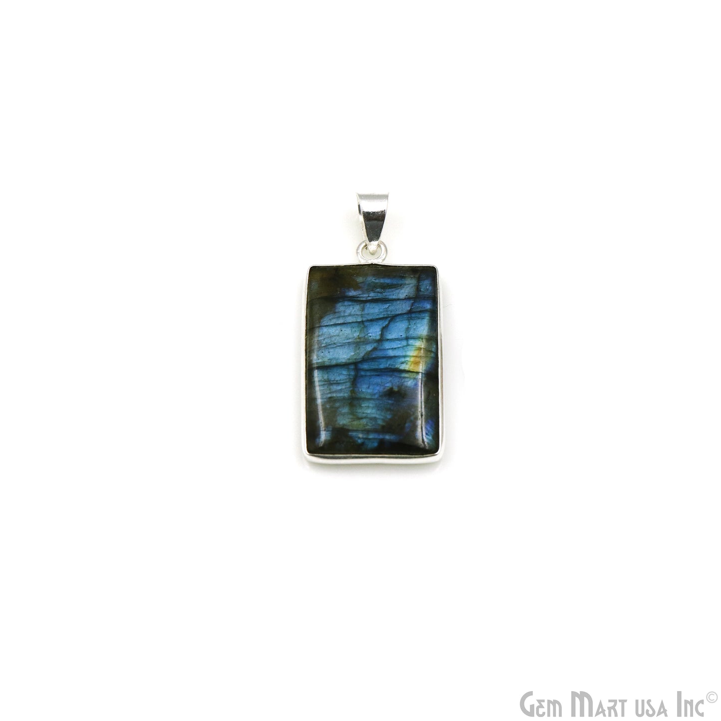 Labradorite Gemstone Rectangle 35x20mm Sterling Silver Necklace Pendant 1PC