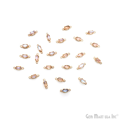 Rainbow Moonstone Cabochon Marquise Prong Gold Plated Bail Connector