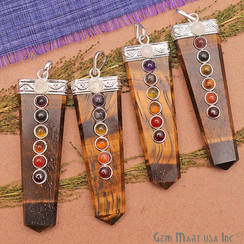 DIY, 7 Chakra Flat Point Pendant Healing Crystal Terminated Jewelry - GemMartUSA