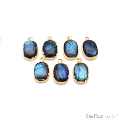 Flashy Labradorite 19x12mm Cabochon Octagon Single Bail Gold Electroplated Gemstone Connector