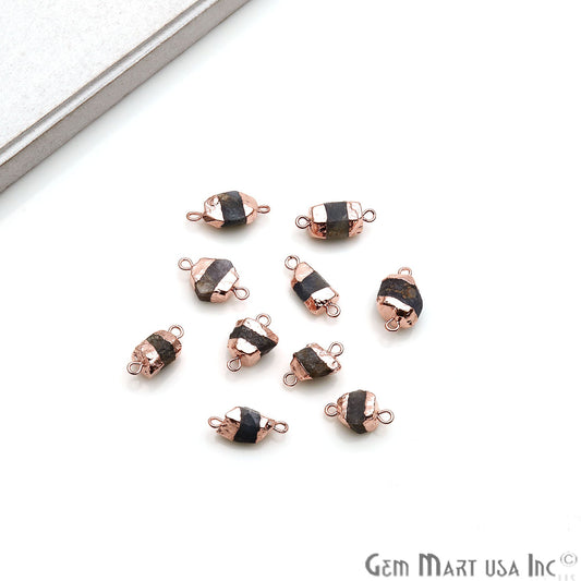Rough Kyanite Gemstone 16x8mm Organic Rose Gold Edged Connector - GemmartUSA