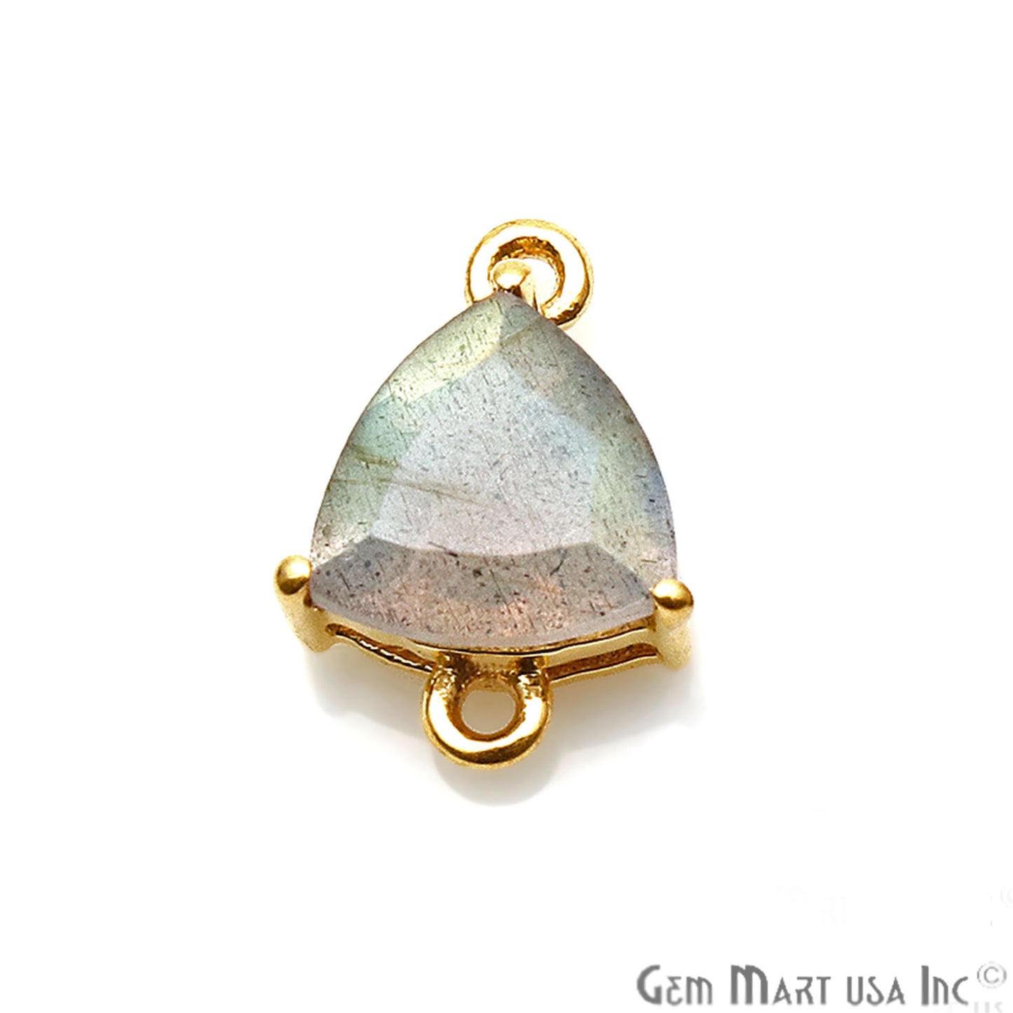 Labradorite Prong Setting Gold Plated Flashy Gemstone Connector - GemMartUSA