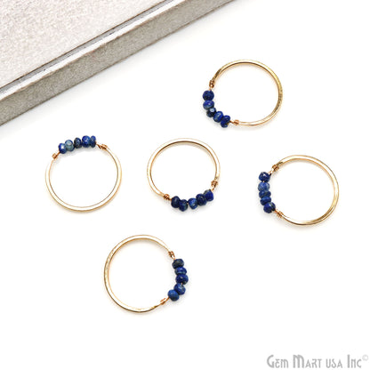 Round 21mm Gold Plated Wire Wrapped Gemstone Beads Hoop Connector